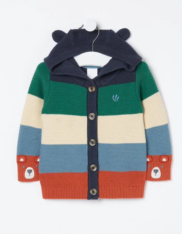 Colourblock Hooded Cardigan Baby FatFace Knitwear