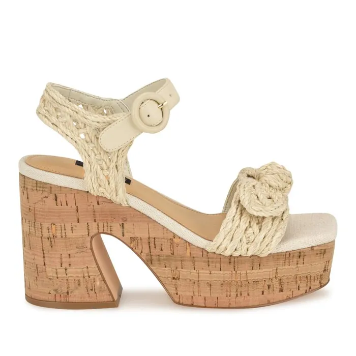 Comiele Platform Sandals Chic Cream Raffia Women Nine West Sandals