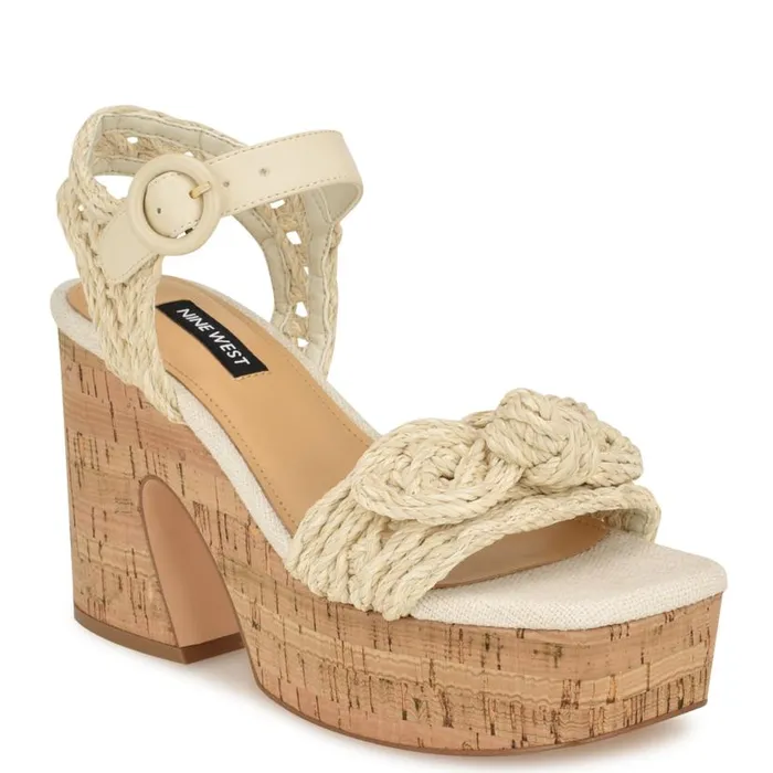 Comiele Platform Sandals Chic Cream Raffia Women Nine West Sandals
