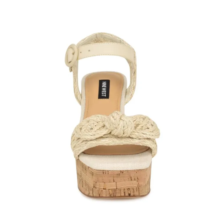 Comiele Platform Sandals Chic Cream Raffia Women Nine West Sandals
