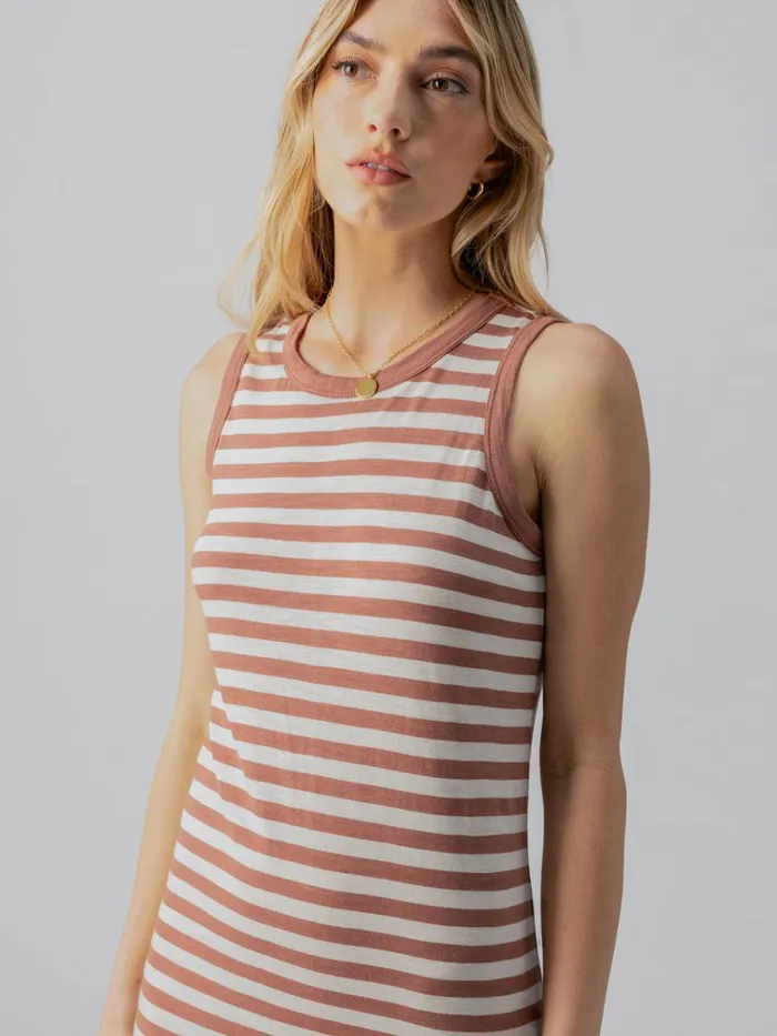 Contrast Trim Maxi Dress Washed ClayBirch Stripe Women Sanctuary Clothing Dresses and Jumpsuits