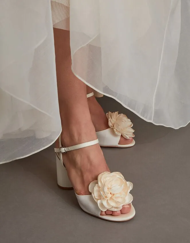 Corsage Bridal Heel Sandals Ivory Women Monsoon Wedding Shoes