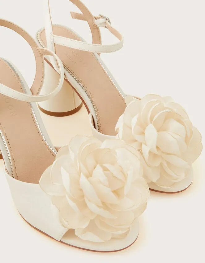 Corsage Bridal Heel Sandals Ivory Women Monsoon Wedding Shoes