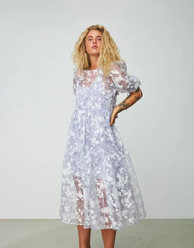 Crs Floral Mesh Dress Purple Women Monsoon Dresses