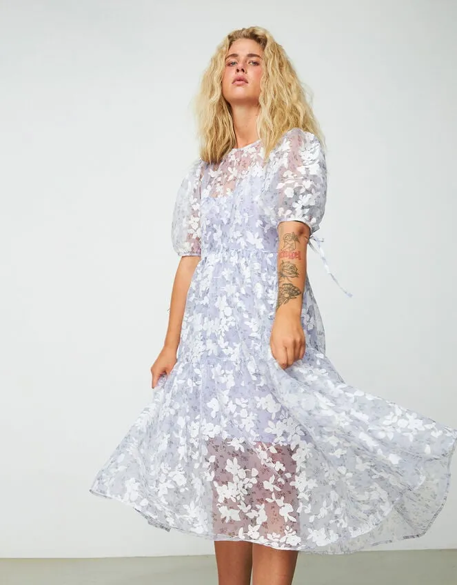 Crs Floral Mesh Dress Purple Women Monsoon Dresses