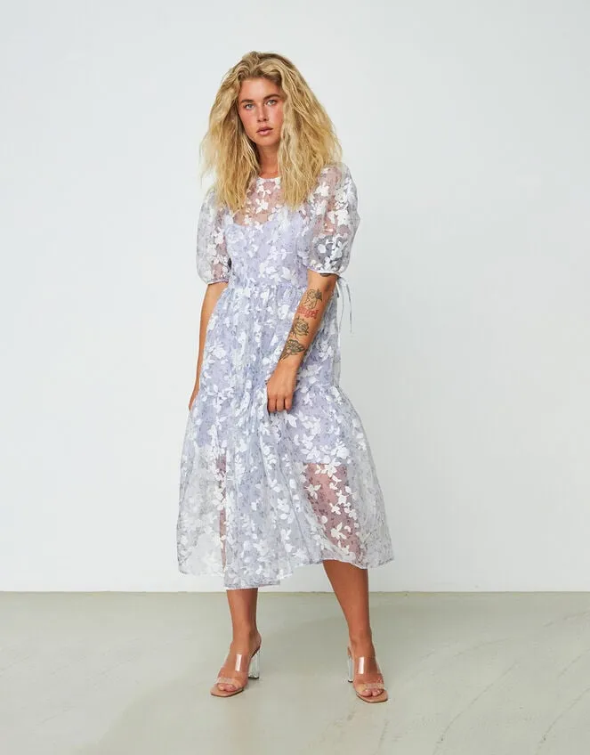 Crs Floral Mesh Dress Purple Women Monsoon Dresses