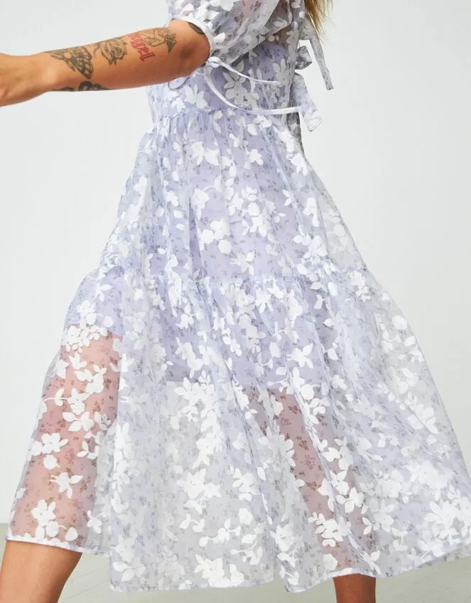 Crs Floral Mesh Dress Purple Women Monsoon Dresses