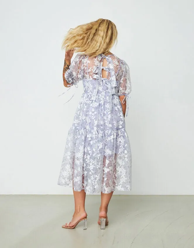 Crs Floral Mesh Dress Purple Women Monsoon Dresses