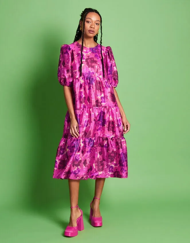 Crs Tiered Floral Dress Pink Women Monsoon Dresses