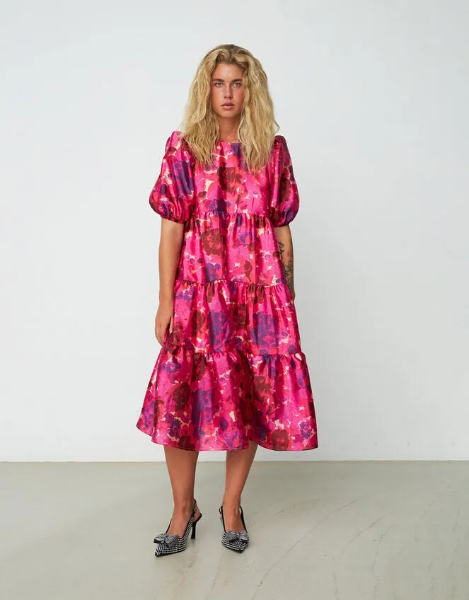 Crs Tiered Floral Dress Pink Women Monsoon Dresses
