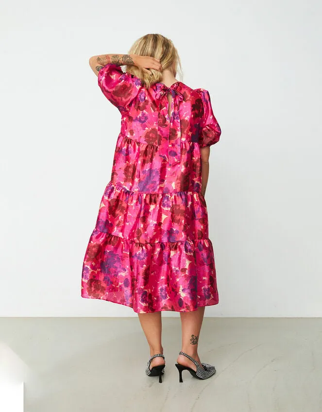 Crs Tiered Floral Dress Pink Women Monsoon Dresses