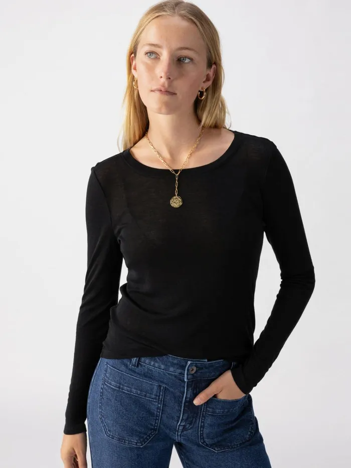 Crew Tee Black Women Sanctuary Clothing Tees and Tops