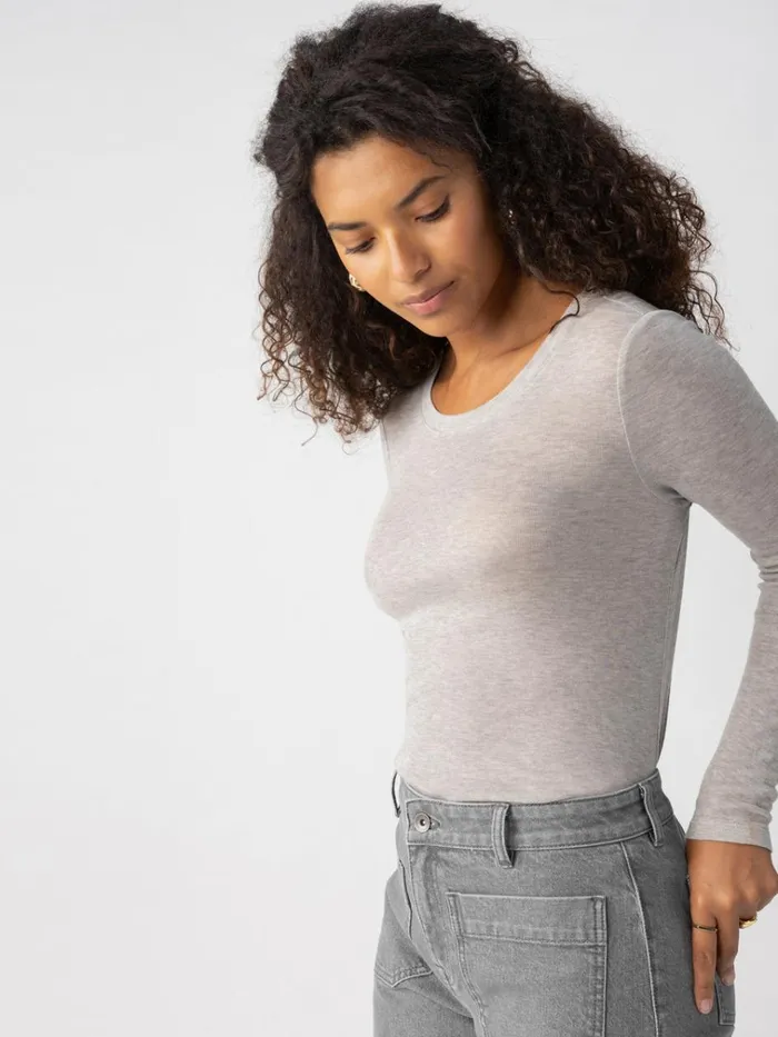 Crew Tee Heather Grey Women Sanctuary Clothing Tees and Tops