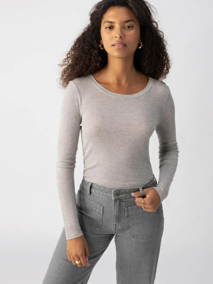 Crew Tee Heather Grey Women Sanctuary Clothing Tees and Tops
