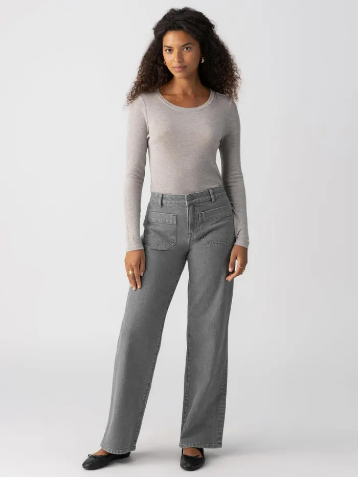 Crew Tee Heather Grey Women Sanctuary Clothing Tees and Tops