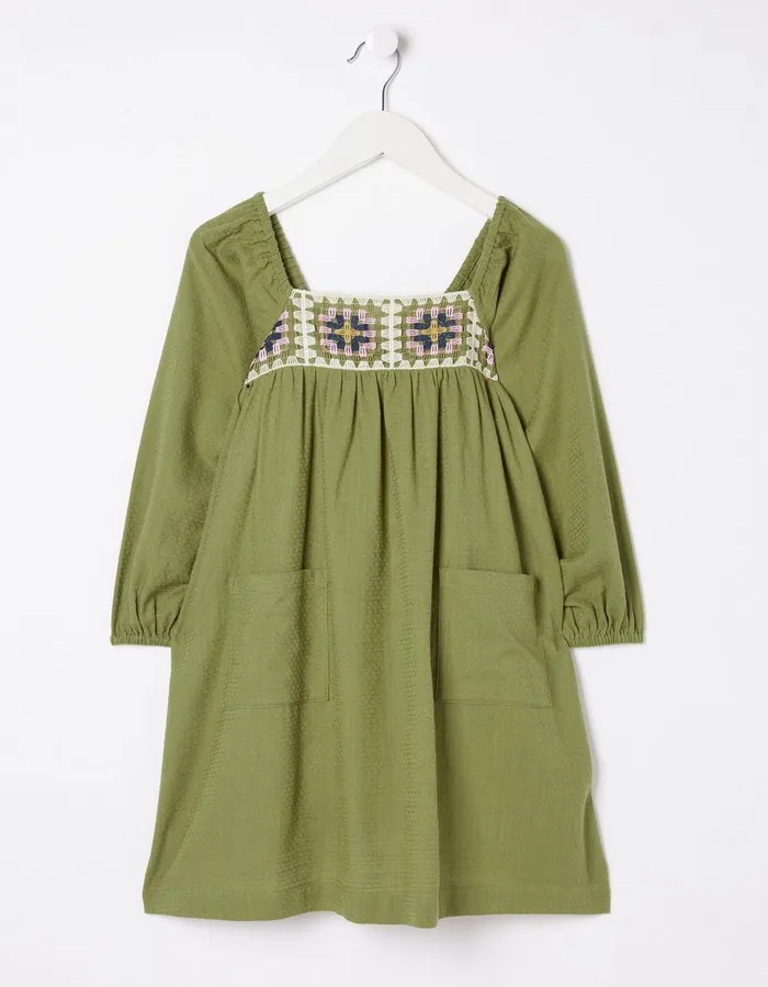 Crochet Dress Olive Green Girls FatFace Dresses Skirts and Jumpsuits