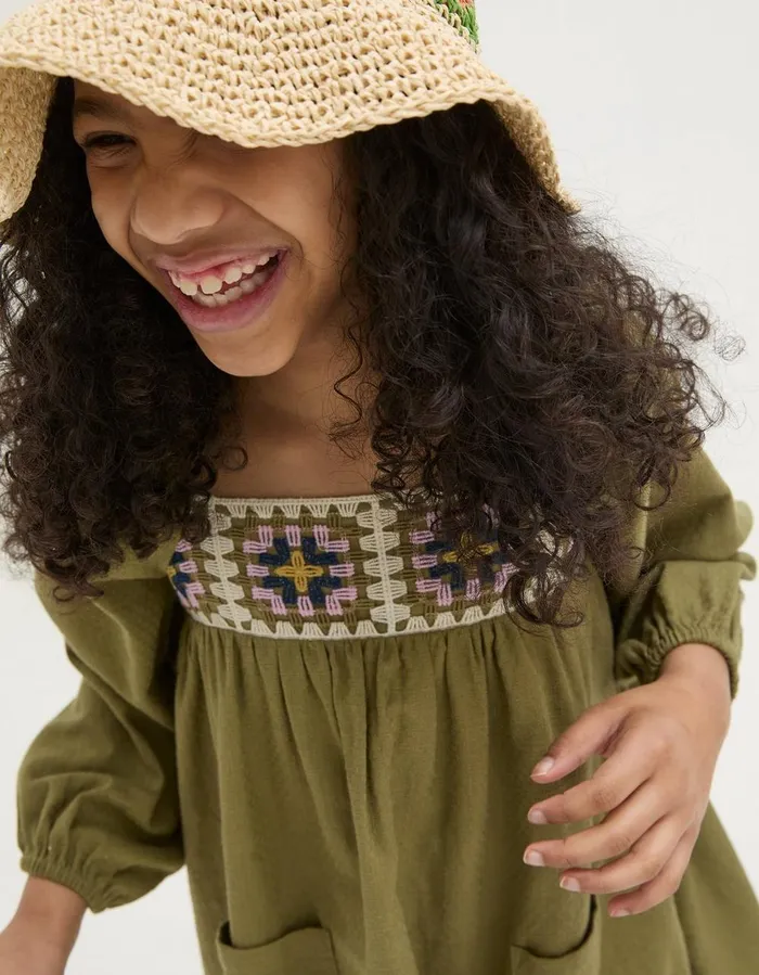 Crochet Dress Olive Green Girls FatFace Dresses Skirts and Jumpsuits