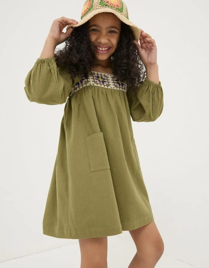 Crochet Dress Olive Green Girls FatFace Dresses Skirts and Jumpsuits
