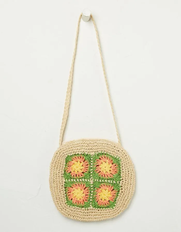 Crochet Straw Bag Natural Girls FatFace Accessories