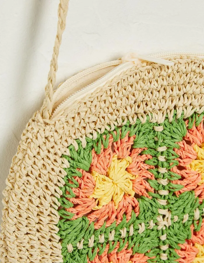 Crochet Straw Bag Natural Girls FatFace Accessories