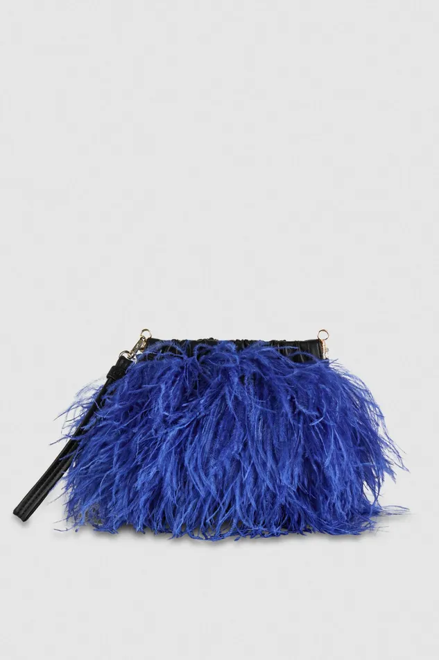 Crossbodys Women Patrizia Pepe Crossbody Bag With Feathers Blue Ray