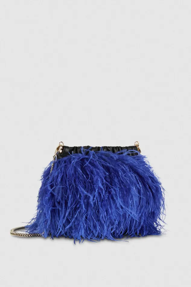 Crossbodys Women Patrizia Pepe Crossbody Bag With Feathers Blue Ray
