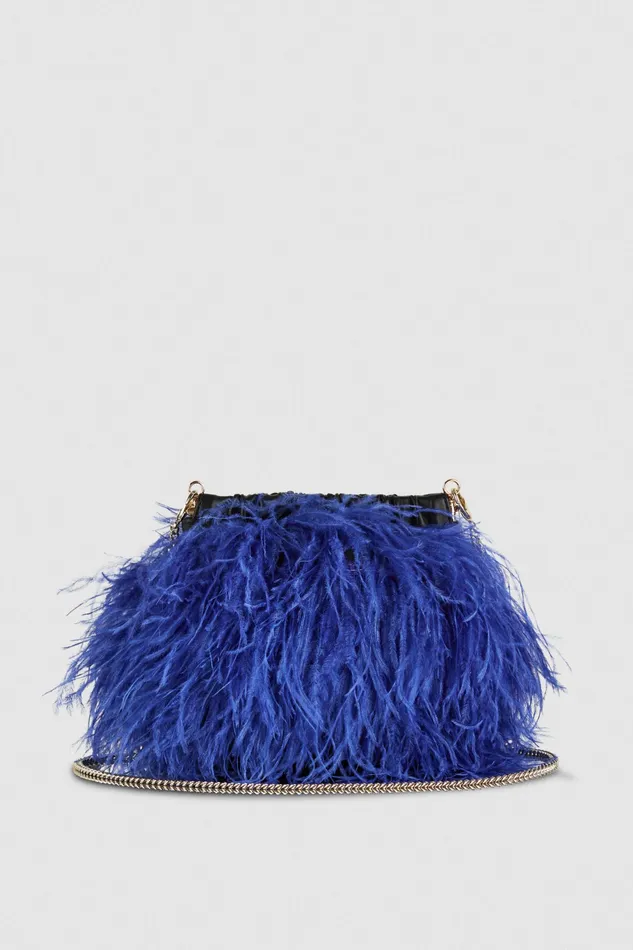 Crossbodys Women Patrizia Pepe Crossbody Bag With Feathers Blue Ray