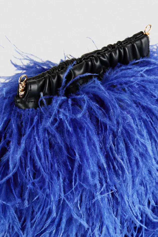 Crossbodys Women Patrizia Pepe Crossbody Bag With Feathers Blue Ray