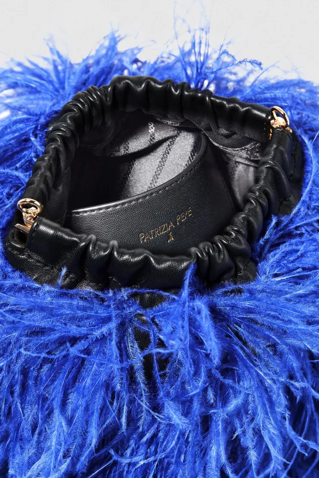 Crossbodys Women Patrizia Pepe Crossbody Bag With Feathers Blue Ray