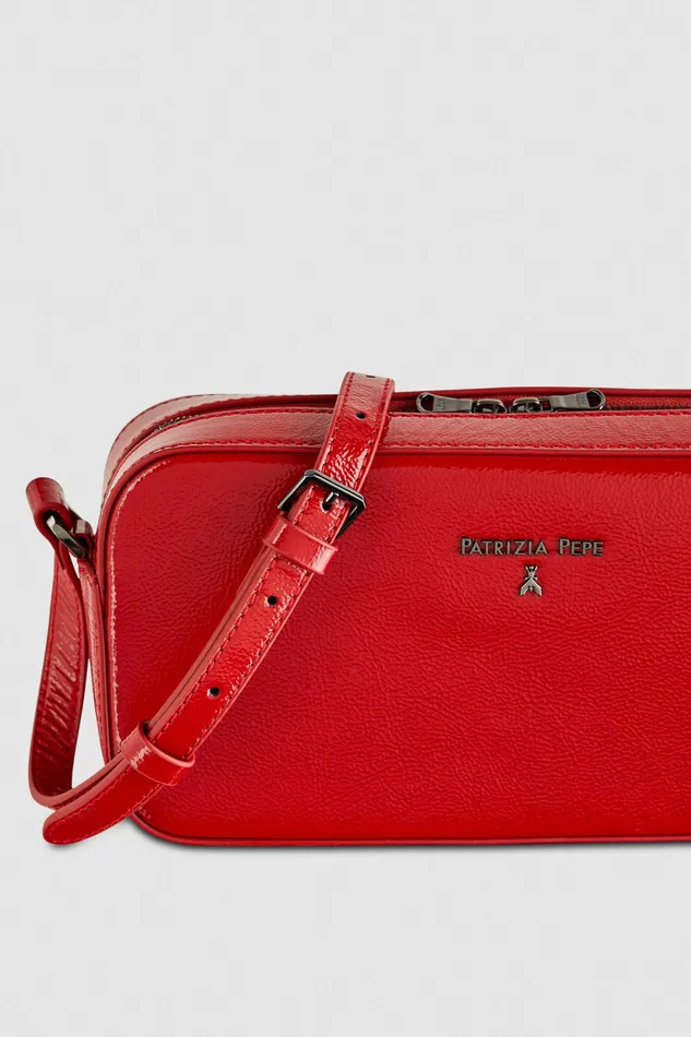 Crossbodys Women Patrizia Pepe Mini Crossbody Bag With Zip Racing Red