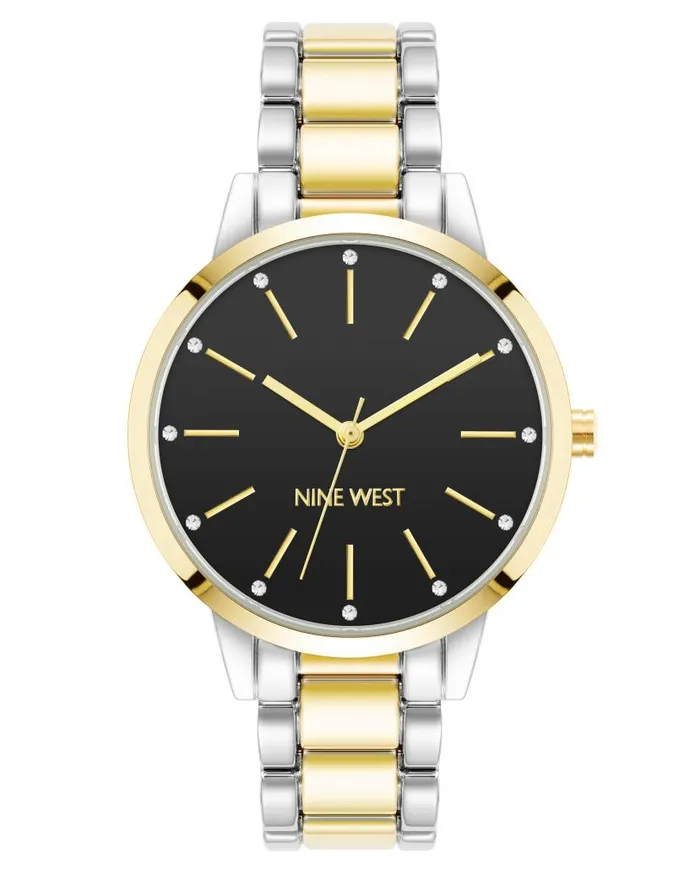 Crystal Accented Bracelet Watch Blacktwotone WomenMen Nine West Watches