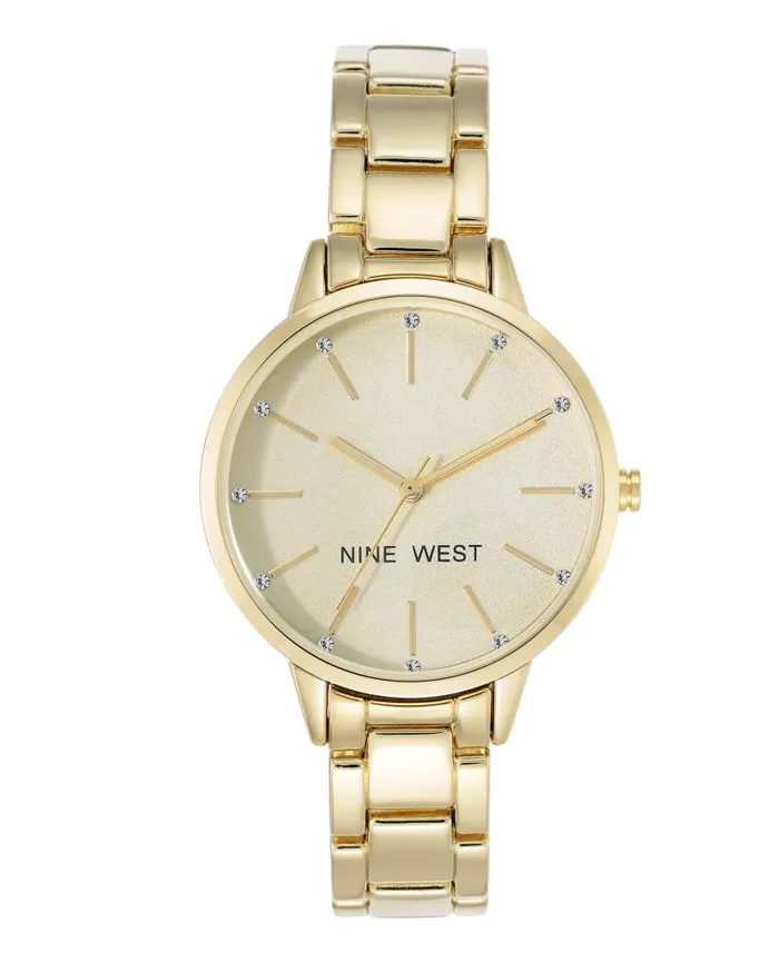 Crystal Accented Bracelet Watch Goldtone WomenMen Nine West Watches