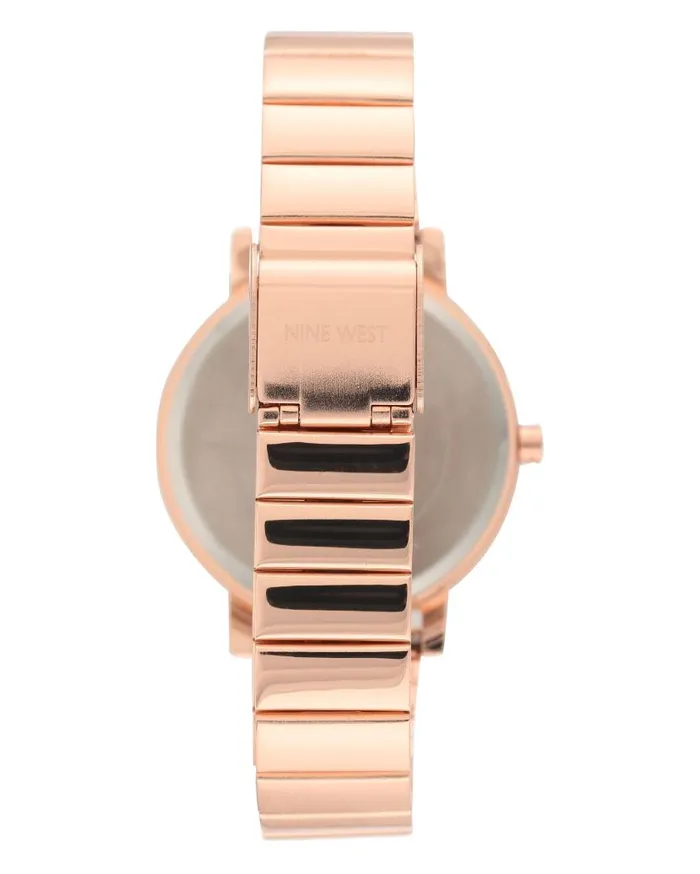 Crystal Accented Stainless Steel Bracelet Watch Rose Gold WomenMen Nine West Watches