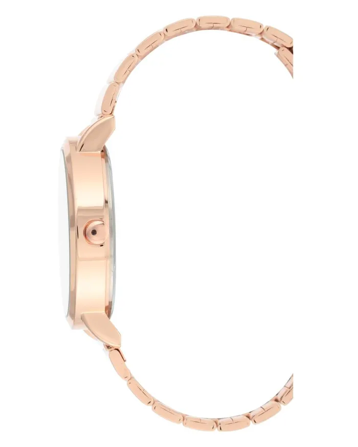 Crystal Accented Stainless Steel Bracelet Watch Rose Gold WomenMen Nine West Watches