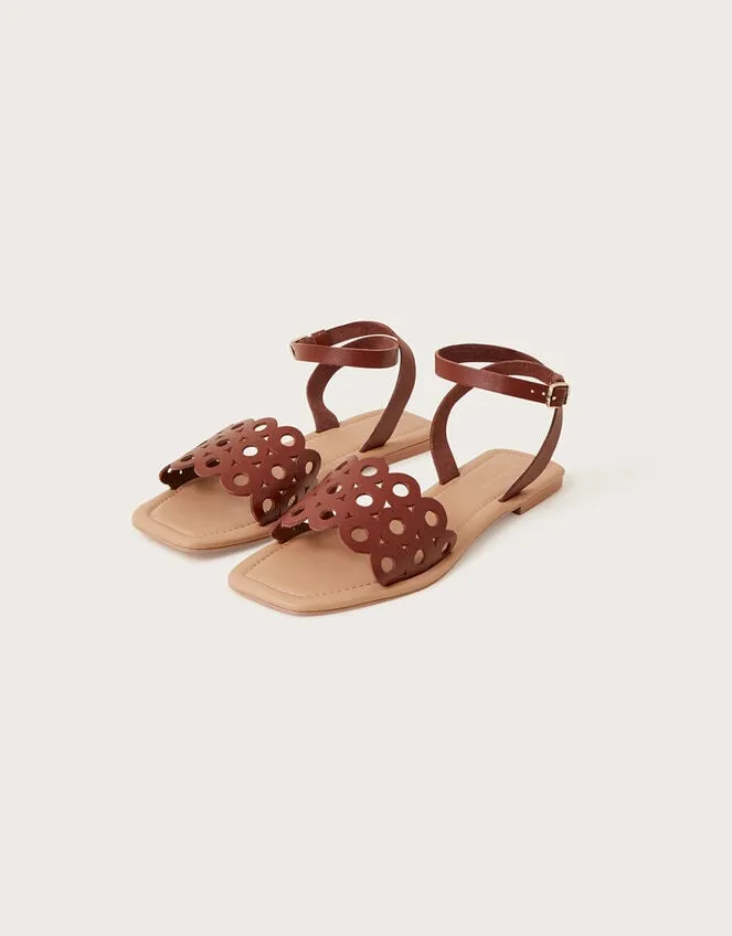 Cutwork Leather Sandals Tan Women Monsoon Sandals