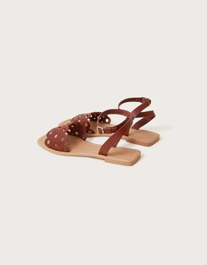 Cutwork Leather Sandals Tan Women Monsoon Sandals