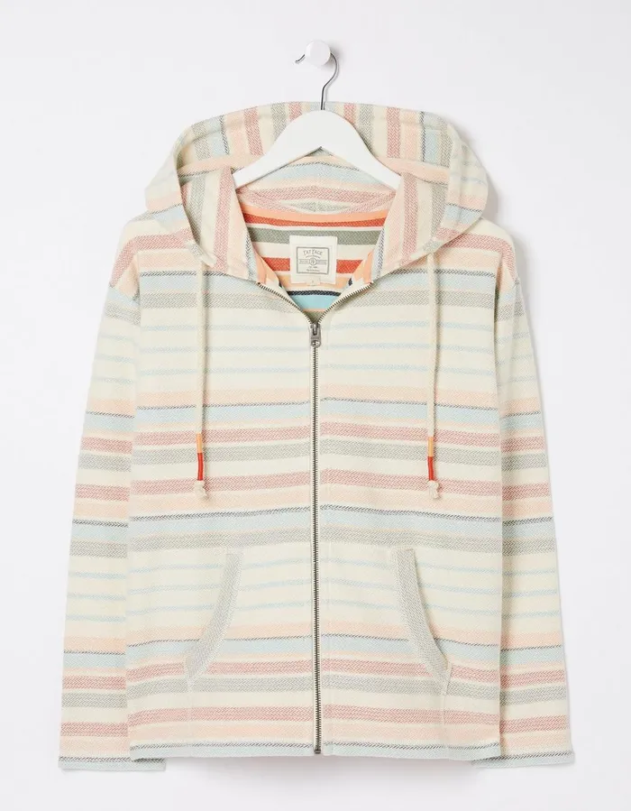 Daisy Textured Zip Through Hoodie Multi Women FatFace Sweatshirts and Hoodies