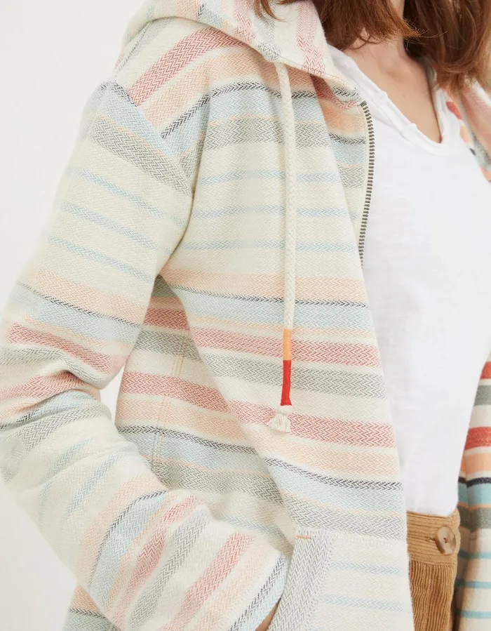 Daisy Textured Zip Through Hoodie Multi Women FatFace Sweatshirts and Hoodies