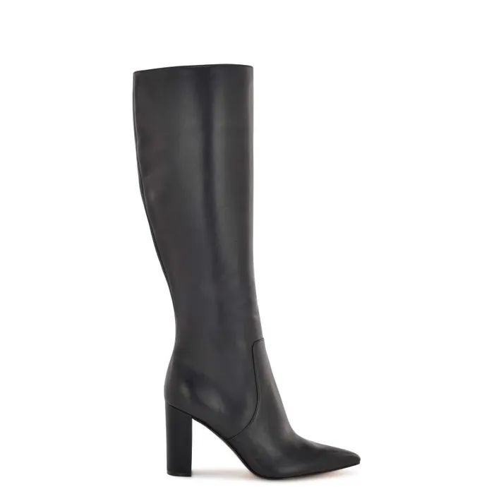 Danee Dress Boots Black Leather Women Nine West Boots and Booties