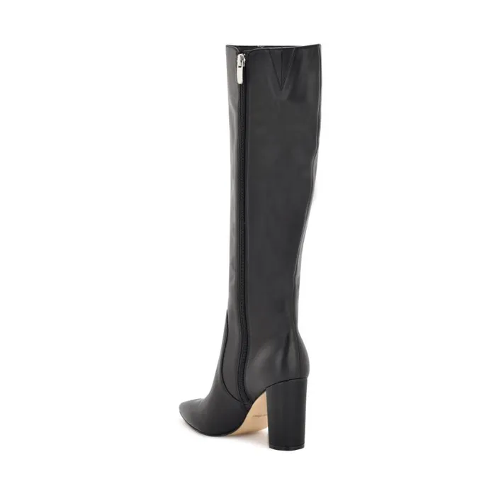 Danee Dress Boots Black Leather Women Nine West Boots and Booties