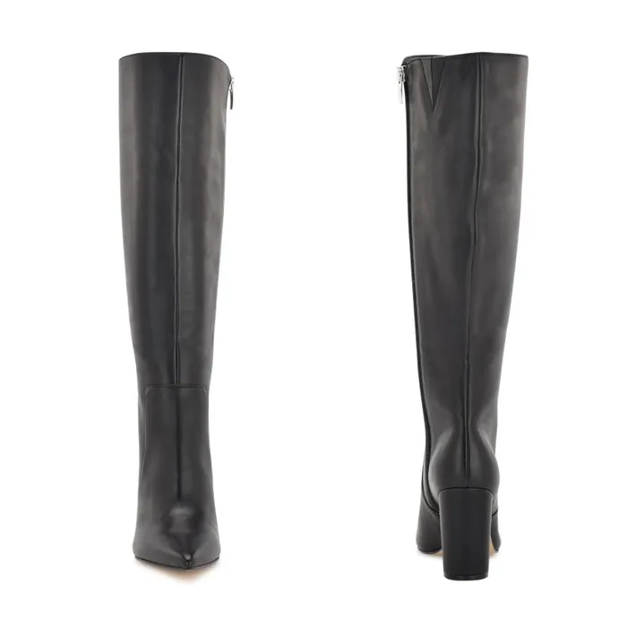 Danee Dress Boots Black Leather Women Nine West Boots and Booties