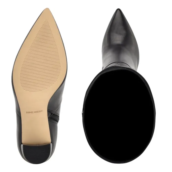 Danee Dress Boots Black Leather Women Nine West Boots and Booties
