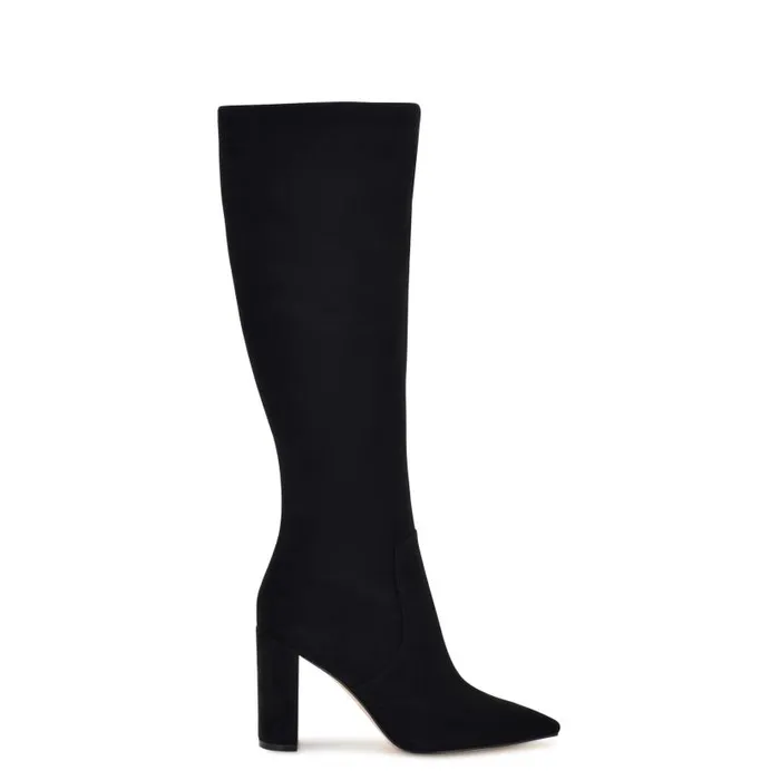 Danee Dress Boots Black Suede Women Nine West Heels