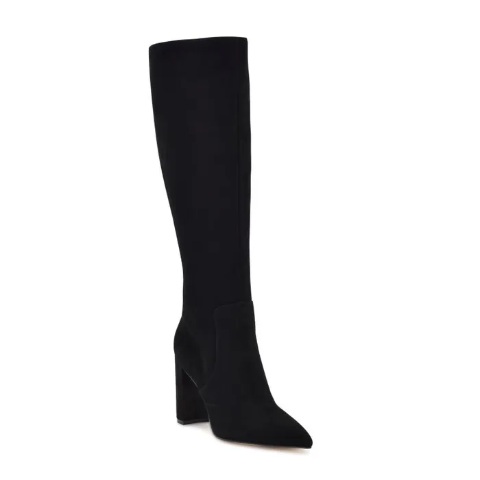 Danee Dress Boots Black Suede Women Nine West Heels