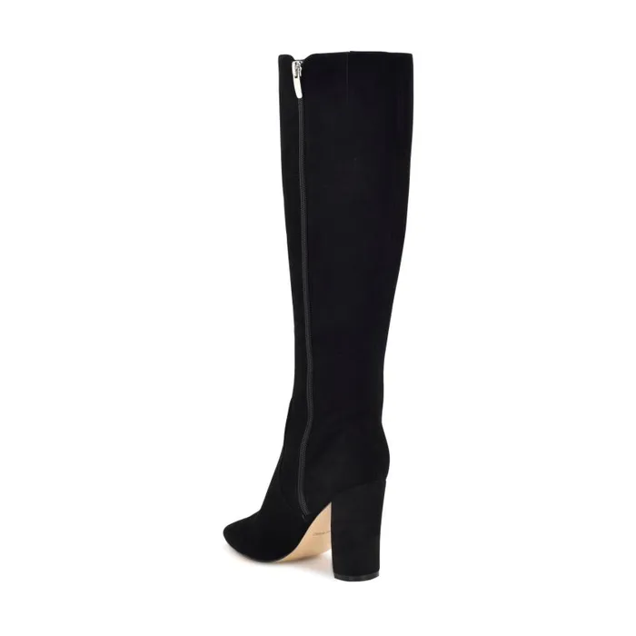 Danee Dress Boots Black Suede Women Nine West Heels