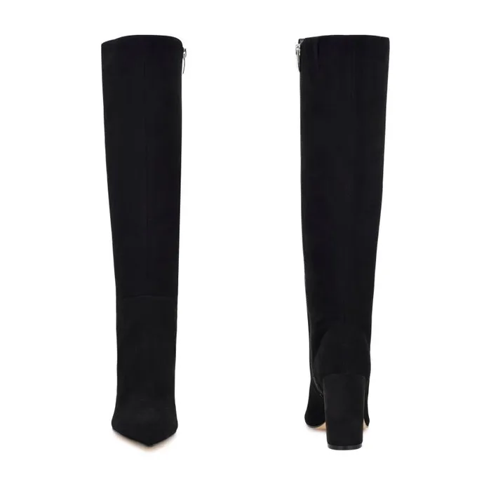 Danee Dress Boots Black Suede Women Nine West Heels