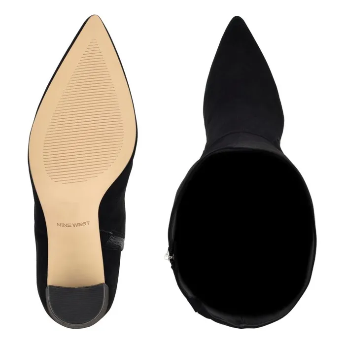 Danee Dress Boots Black Suede Women Nine West Heels