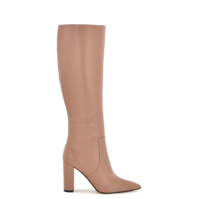 Danee Dress Boots Peach Tan Leather Women Nine West Boots and Booties