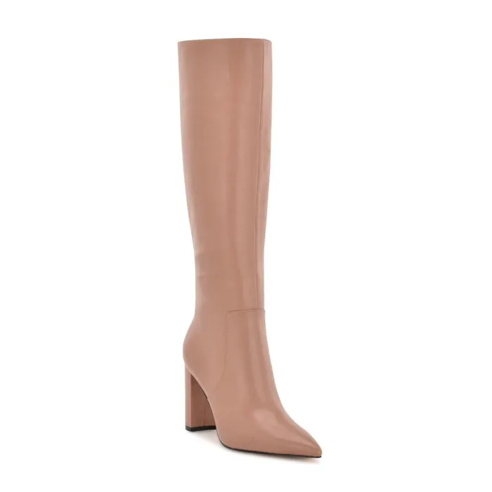Danee Dress Boots Peach Tan Leather Women Nine West Boots and Booties
