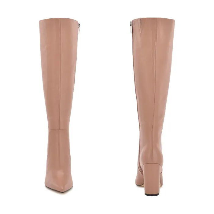 Danee Dress Boots Peach Tan Leather Women Nine West Boots and Booties